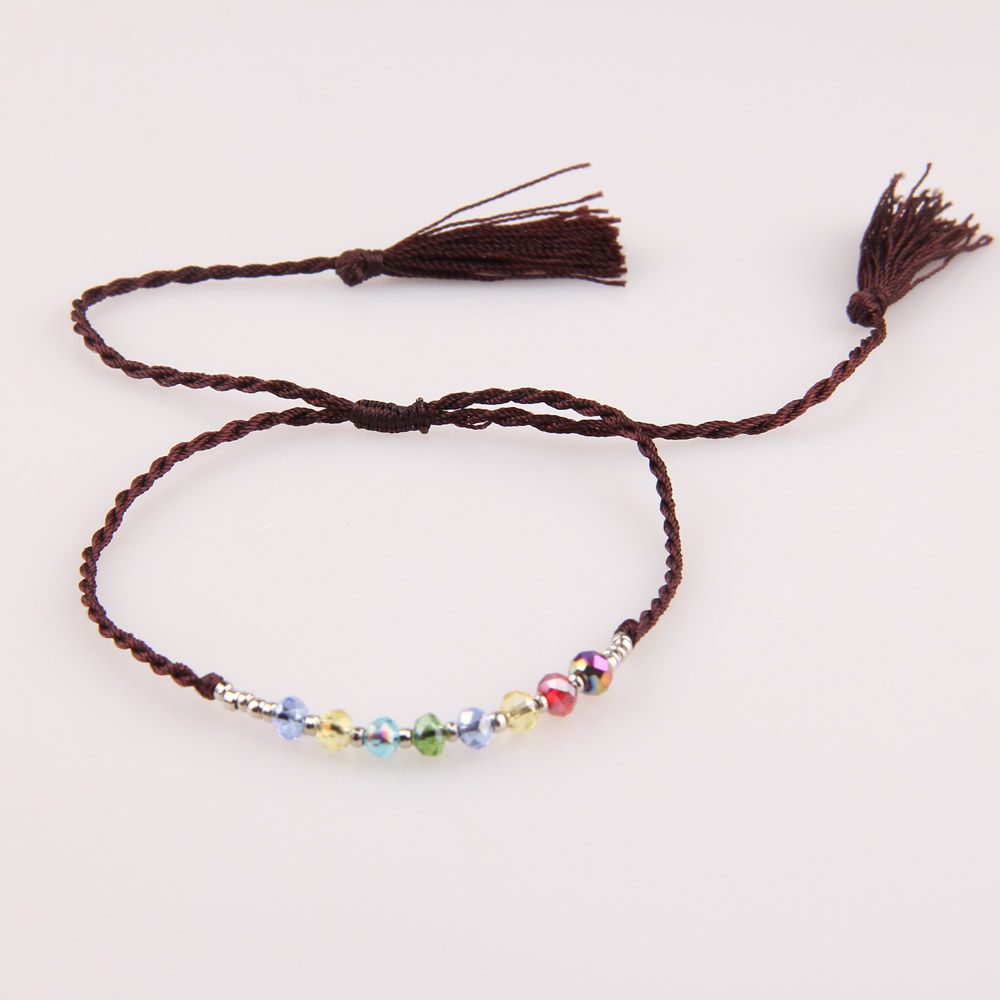 Bracelets for women spherical crystal stone tassels bracelets Adjustable braided bracelets