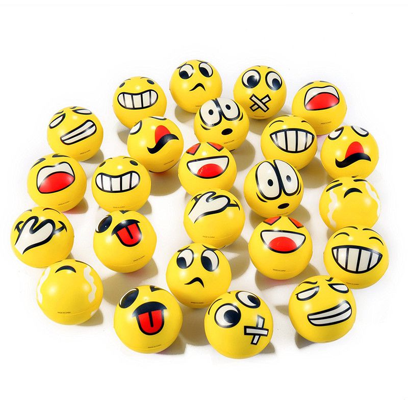 Upgrade Emoji Squeeze Toys Happy Face Angry Hand Stress Balls 3inches 6.5CM Anti-Stress Mesh Face Reliever Decompression Novelty Toy Squishy