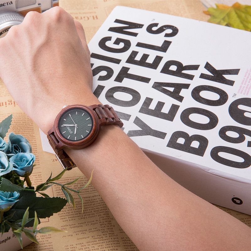 Red ebony Wooden Watch with Quartz Movement Casual Watches