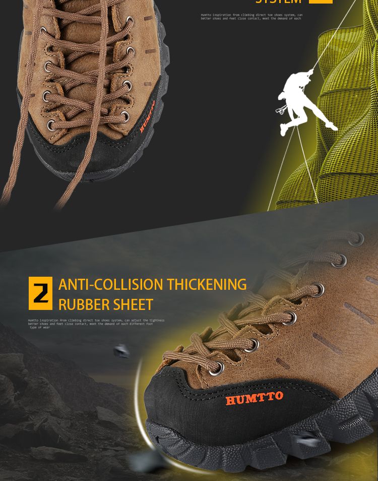 HUMTTO Hiking Shoes Women Outdoors Walking Climbing Boots Winter Sneakers Camping Sports Leather Lace-up Waterproof Non-slip