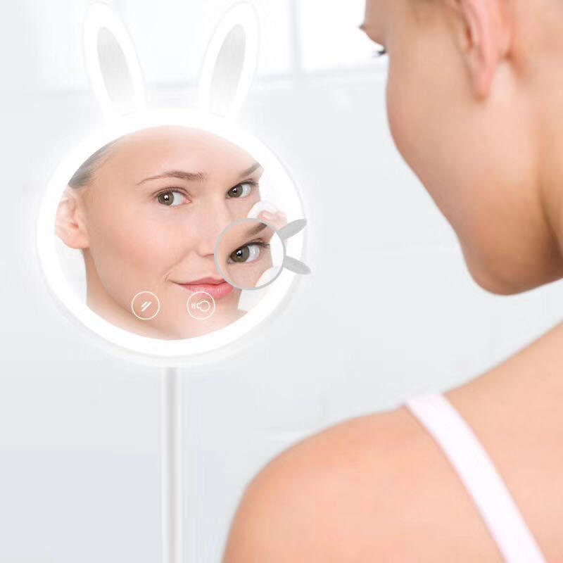 Make Up Led Lighted Vanity Mirror Tri-Fold 360 Degree Free Rotation Table Countertop Cosmetic Bathroom Mirror