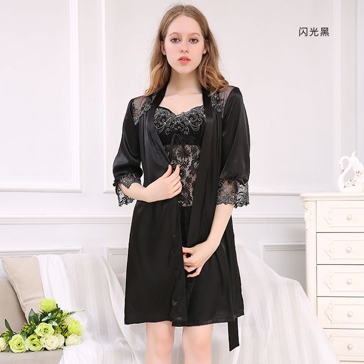 High-end sexy lace harness nightdress two sets of sexy lingerie pajamas home service