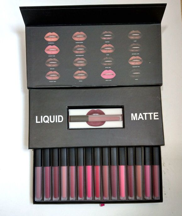 Makeup 16 color Lip Gloss set Liquid Matte Minis Matte Lipstick dhl Free shipping+GIFT
