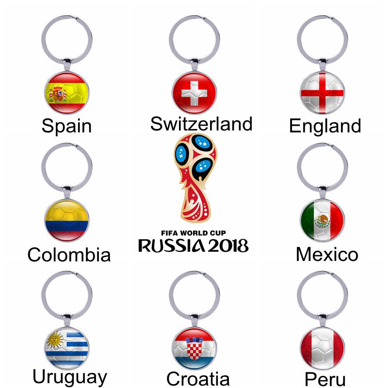 2018 Russia FIFA World Cup 32 Teams Countries Flag with Football Logo Keychain Keyrings Key holder