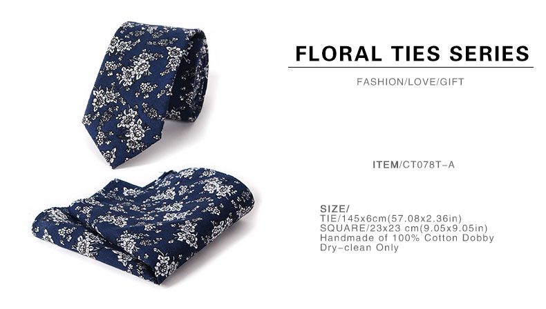 TIESET Multicolor Vintage Floral Pattern Gentleman Necktie & Pocket Square Set Pastoral Style Retro Groom Casual Free Shipping