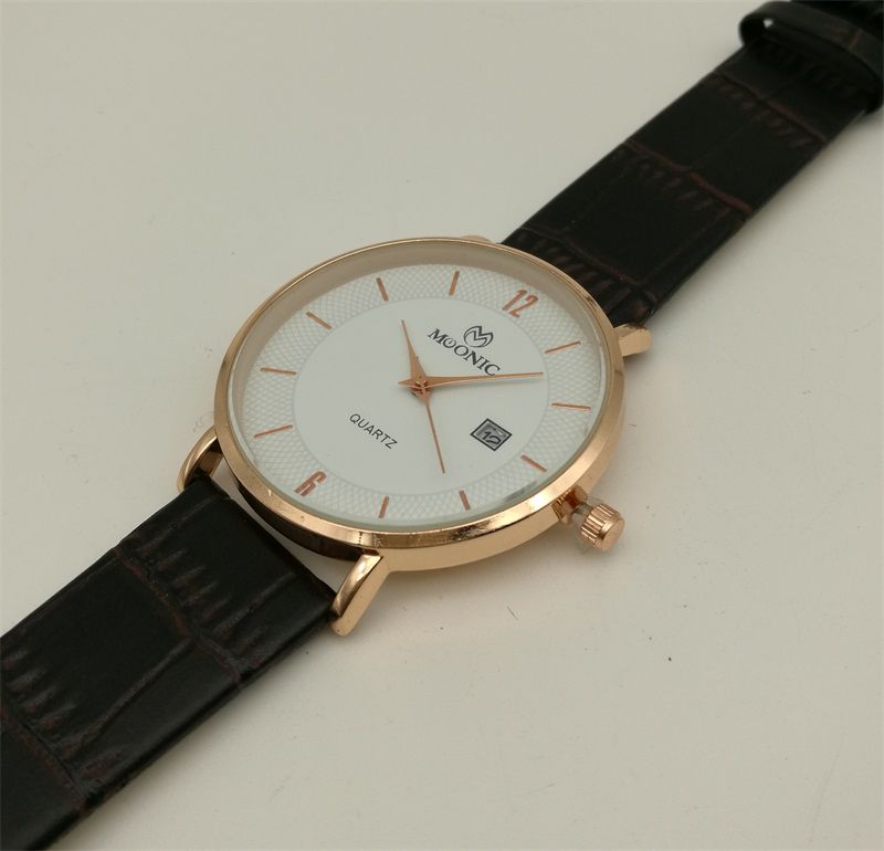 Men's Leather Quartz Watch China Guangzhou Fashion Brand MUONIC Watch Slim Single Calendar Copy Luxury Watch