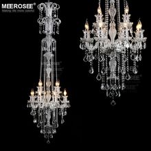 Long Crystal Chandelier Light Fixture 12 lights Clear Crystal Stair Lamp Prompt Shipping 100% Guanrantee