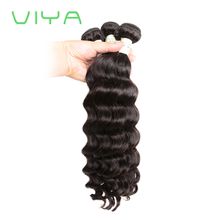 VIYA Deep Wave Indian Virgin Hair Unprocessed Extensions Double Weft Weave Bundles Natural Black Color No Tangle Hair Extensions WE